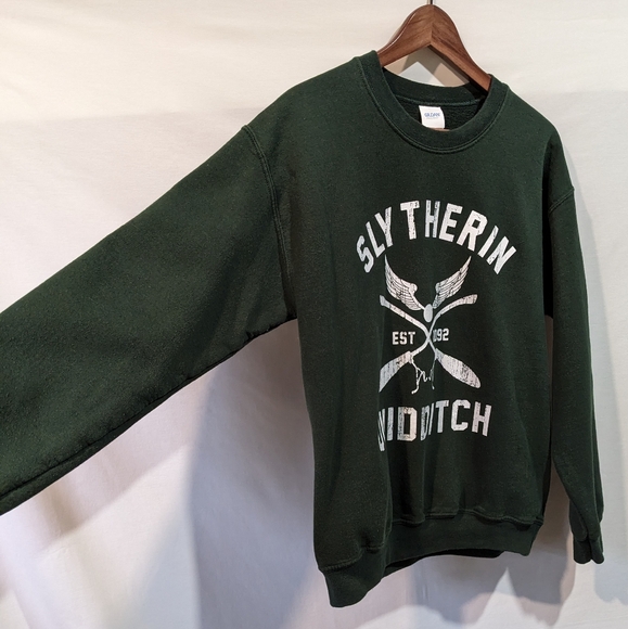 Harry Potter Slytherin Quidditch Cotton Blnd Gildan Crewneck Sweatshirt Sz Med - Picture 5 of 11
